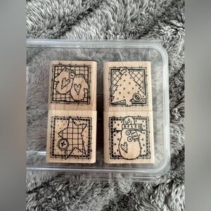 Stampin’ Up! Christmas Theme Winter Patches 1997 Set of 4 Stamps Retired
